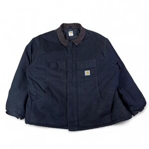 Vintage Carhartt Black Work Jacket Men's XL Faded Canvas Paint Stain